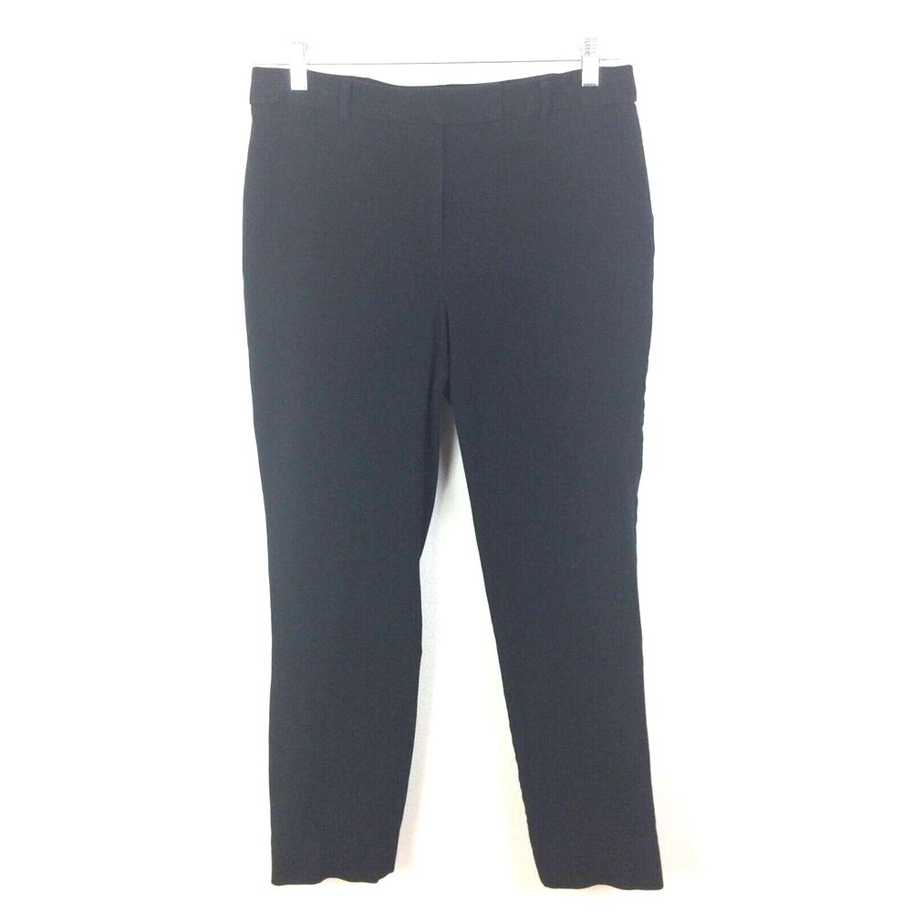 TALBOTS Women's Career Pants Size 12 Black Cotton Blend High Waist Straight Leg